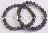 CGB4581 7.5 inches 7mm - 8mm round black sunstone beaded bracelets