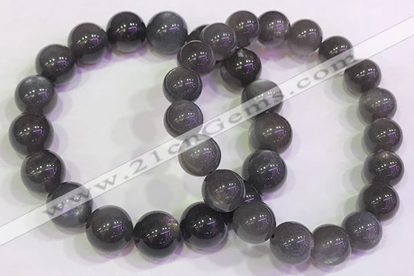 CGB4583 7.5 inches 11mm - 12mm round black sunstone beaded bracelets