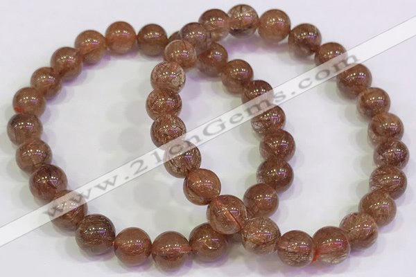 CGB4608 8mm - 9mm round golden rutilated quartz beaded bracelets