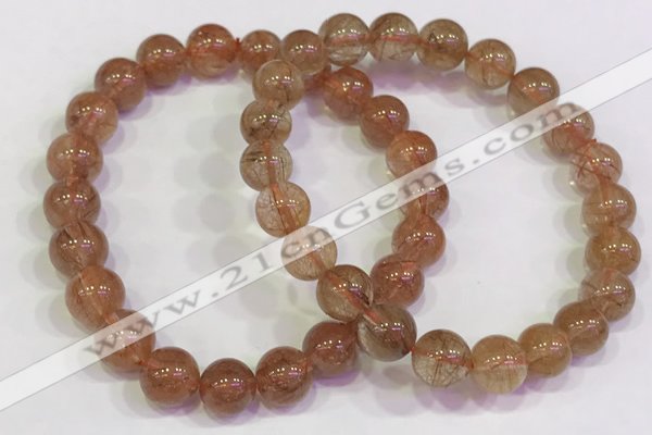 CGB4613 8mm - 9mm round golden rutilated quartz beaded bracelets