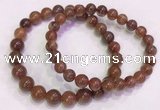 CGB4625 7mm - 8mm round red rutilated quartz beaded bracelets