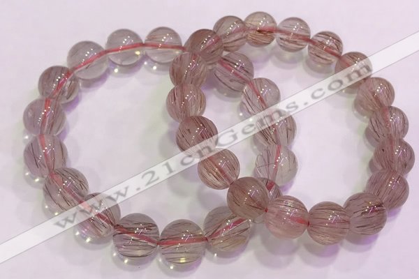 CGB4634 12mm - 13mm round red rutilated quartz beaded bracelets