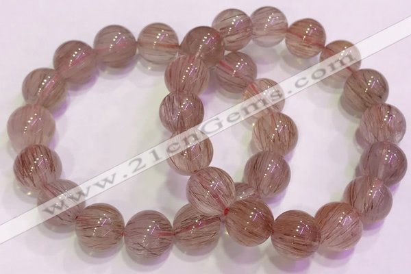 CGB4635 13mm - 14mm round red rutilated quartz beaded bracelets