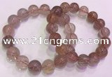 CGB4640 13mm - 14mm round red rutilated quartz beaded bracelets