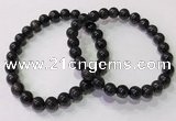 CGB4651 7mm - 8mm round black rutilated quartz beaded bracelets