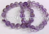 CGB4663 12mm - 13mm round purple phantom quartz beaded bracelets