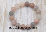 CGB5315 10mm, 12mm round moonstone beads stretchy bracelets