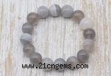 CGB5332 10mm, 12mm round grey banded agate beads stretchy bracelets