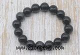 CGB5341 10mm, 12mm round black banded agate beads stretchy bracelets