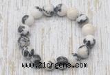 CGB5382 10mm, 12mm round black & white jasper beads stretchy bracelets