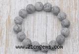 CGB5517 10mm, 12mm round matte grey picture jasper beads stretchy bracelets