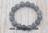 CGB5519 10mm, 12mm round matte snowflake obsidian beads stretchy bracelets