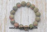 CGB5523 10mm, 12mm round matte unakite beads stretchy bracelets