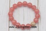 CGB5652 10mm, 12mm cherry quartz beads with zircon ball charm bracelets