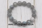 CGB5663 10mm, 12mm labradorite beads with zircon ball charm bracelets