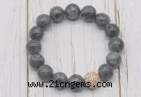 CGB5665 10mm, 12mm black labradorite beads with zircon ball charm bracelets