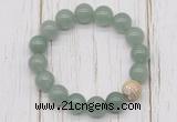 CGB5686 10mm, 12mm green aventurine beads with zircon ball charm bracelets