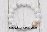 CGB5690 10mm, 12mm white howlite beads with zircon ball charm bracelets