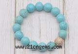 CGB5692 10mm, 12mm blue howlite turquoise beads with zircon ball charm bracelets