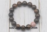 CGB5696 10mm, 12mm bronzite beads with zircon ball charm bracelets