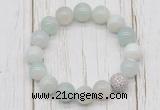 CGB5703 10mm, 12mm sea blue banded agate beads with zircon ball charm bracelets