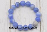 CGB5704 10mm, 12mm blue banded agate beads with zircon ball charm bracelets