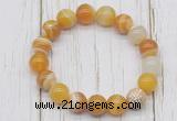 CGB5705 10mm, 12mm yellow banded agate beads with zircon ball charm bracelets