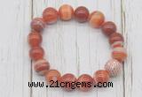 CGB5706 10mm, 12mm red banded agate beads with zircon ball charm bracelets