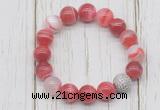 CGB5707 10mm, 12mm red banded agate beads with zircon ball charm bracelets