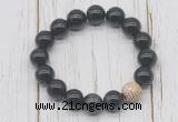 CGB5710 10mm, 12mm black banded agate beads with zircon ball charm bracelets