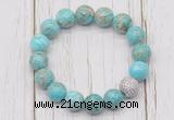 CGB5728 10mm, 12mm sea sediment jasper beads with zircon ball charm bracelets