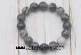 CGB5741 10mm, 12mm black water jasper beads with zircon ball charm bracelets