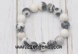 CGB5742 10mm, 12mm black & white jasper beads with zircon ball charm bracelets