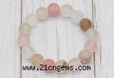 CGB5801 10mm, 12mm matte volcano cherry quartz beads with zircon ball charm bracelets