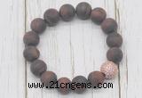 CGB5809 10mm, 12mm matte red tiger eye beads with zircon ball charm bracelets