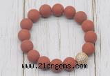 CGB5811 10mm, 12mm matte red jasper beads with zircon ball charm bracelets