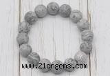 CGB5817 10mm, 12mm matte grey picture jasper beads with zircon ball charm bracelets