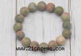 CGB5823 10mm, 12mm matte unakite beads with zircon ball charm bracelets