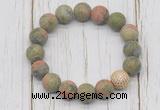 CGB5823 10mm, 12mm matte unakite beads with zircon ball charm bracelets