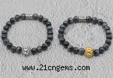 CGB6023 8mm round grade AA blue tiger eye bracelet with lion head for men