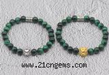 CGB6037 8mm round green tiger eye bracelet with lion head for men