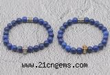 CGB6045 8mm round lapis lazuli bracelet with skull for men