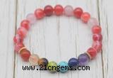 CGB6205 8mm red banded agate 7 chakra beaded mala stretchy bracelets