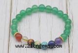 CGB6217 8mm green agate 7 chakra beaded mala stretchy bracelets