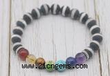 CGB6227 8mm matte Tibetan agate 7 chakra beaded mala stretchy bracelets