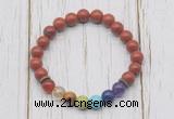 CGB6232 8mm red jasper 7 chakra beaded mala stretchy bracelets