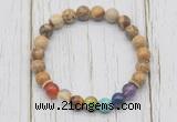 CGB6233 8mm picture jasper 7 chakra beaded mala stretchy bracelets