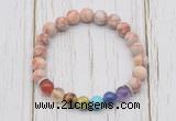 CGB6239 8mm red net jasper 7 chakra beaded mala stretchy bracelets