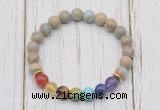 CGB6248 8mm serpentine jasper 7 chakra beaded mala stretchy bracelets