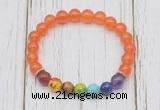 CGB6255 8mm candy jade 7 chakra beaded mala stretchy bracelets